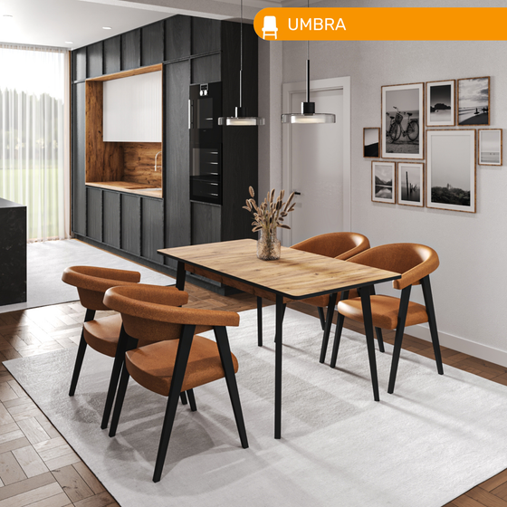 Стол деревянный UMBRA, цвет дуб крафт золотой/ черное дерево