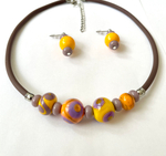 Комплеут украшений из муранского стекла: колье, серьги