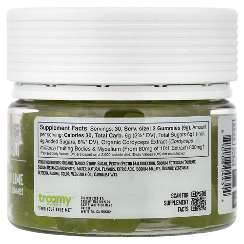 Troomy Nootropics, Boost, Functional Mushrooms Gummies, Lemon Lime, 60 Gummies, 9.52 oz (270 g)