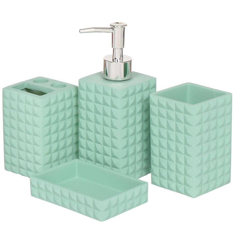 Набор для ванной 4 пр, Мята, стак,подс д/зуб щет,дозат д/мыла,мыл-ца, Y3-864