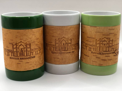 Кружка большая фарфоровая без ручки с берестой. Коллекция "Старая Русса"