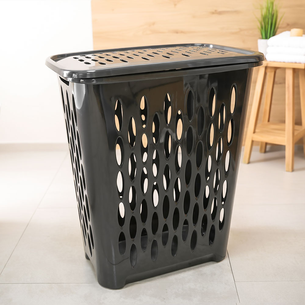 Корзина для белья 37л с откидной крышкой "Keeplex Black", 42,2*29*51,5см