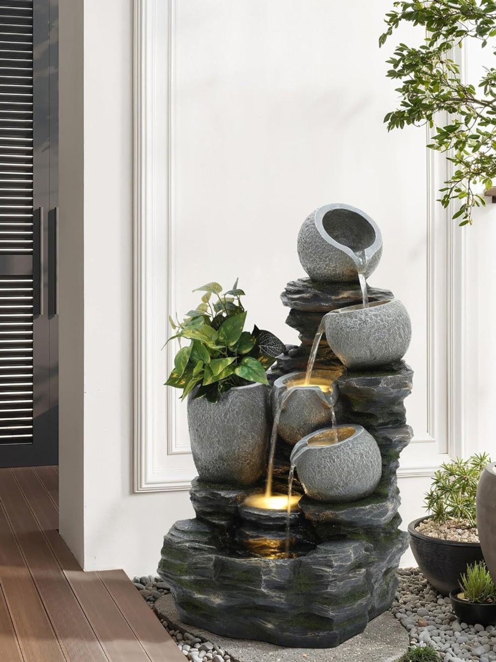 Waterfall Фонтан декоративный с подсветкой Горшки