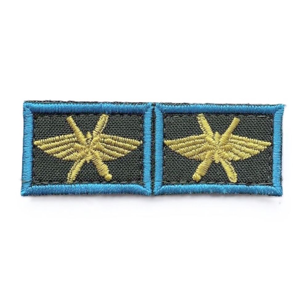 Нашивка петличная ВКС на липучке синий кант