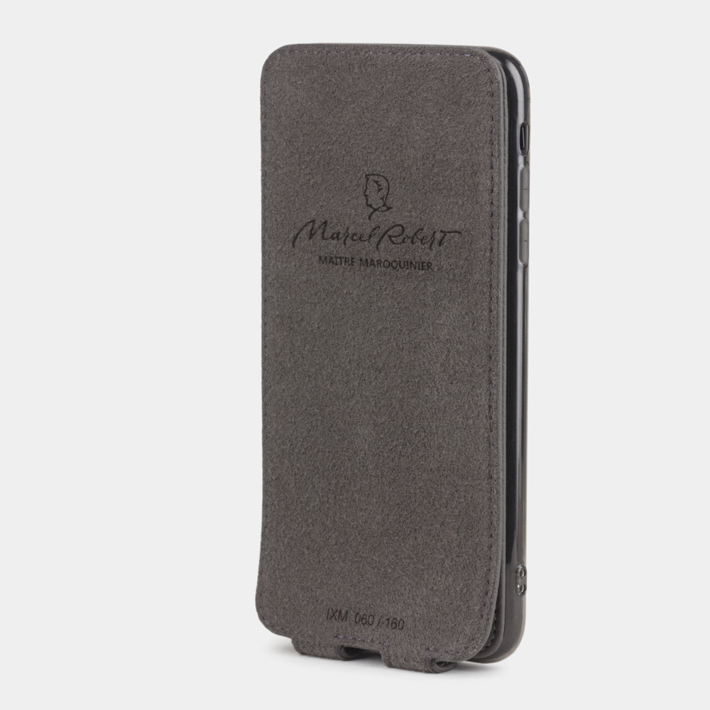 Чехол для iPhone XS Max из натуральной кожи теленка, серого цвета