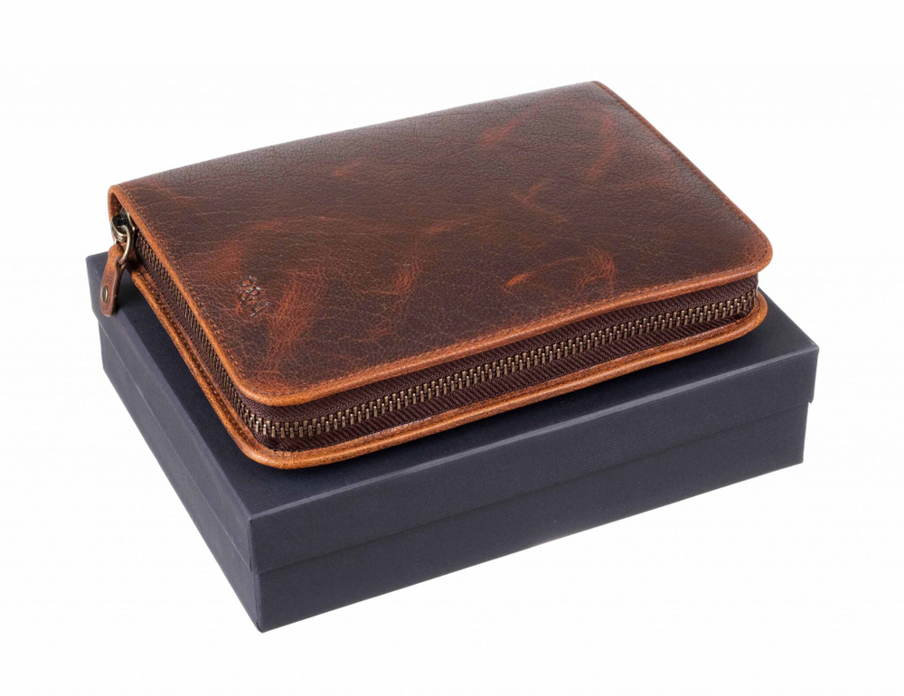 Сигарная сумка P&A на 6 сигар, натуральная кожа C251-Tobacco
