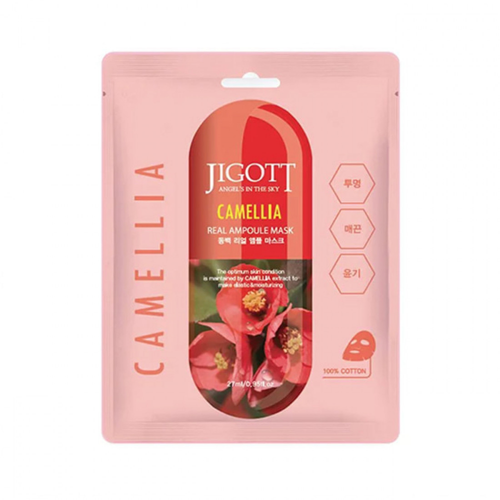 Тканевая маска c экстрактом камелии JIGOTT Camellia Real Ampoule Mask