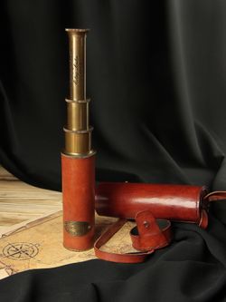 Nautical Подзорная труба в кожаном футляре