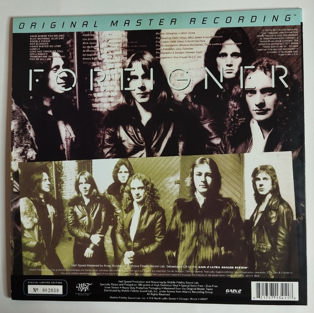 Винтажная виниловая пластинка LP Foreigner Double Vision (USA 2011) (Original Master Recording)