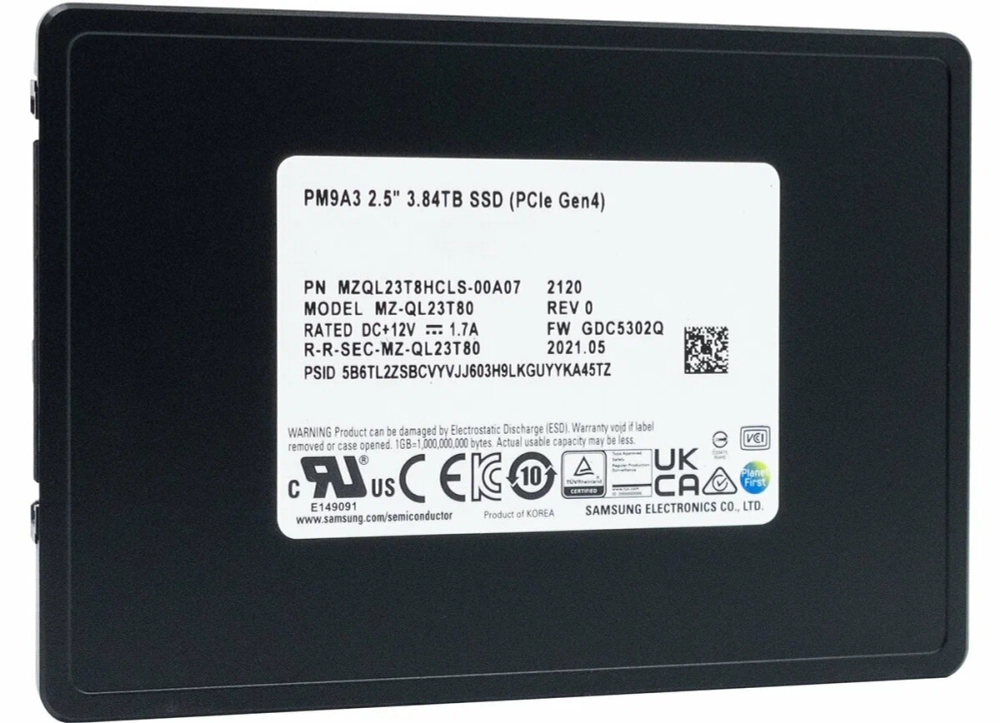 3,84ТБ Серверный SSD Samsung PM9A3 [MZQL23T8HCLS-00A07]
