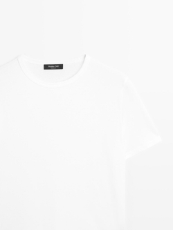 Massimo Dutti Футболка из смесового хлопка, белый