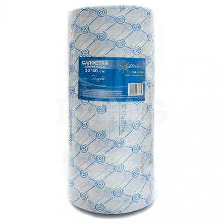Салфетка Вайт Лайн голубая спанлейс рол 30*40 100шт/рул