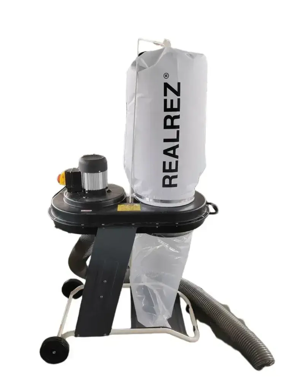 Стружкоотсос REALREZ FM200/220В / Промышленный пылесос для уборки древесных стружек 550 Вт / Вытяжка для стружки и опилок со шлангом