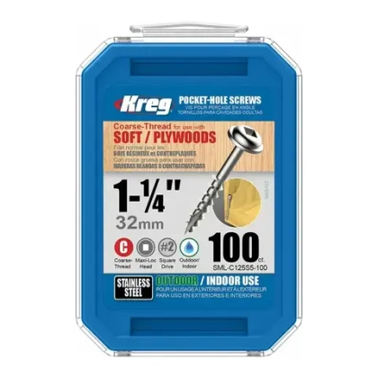 Шурупы с крупным шагом (нерж.) 1-1/4"-100 шт Kreg SML-C125S5-100-INT