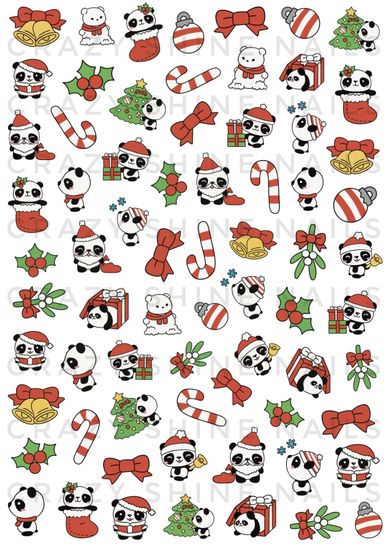 Слайдер-дизайн Crazy Shine Nails mini: НГ Панды