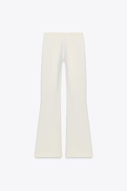 ZARA БРЮКИ-КЛЕШ ИЗ ИНТЕРЛОКА, ЭКРЮ