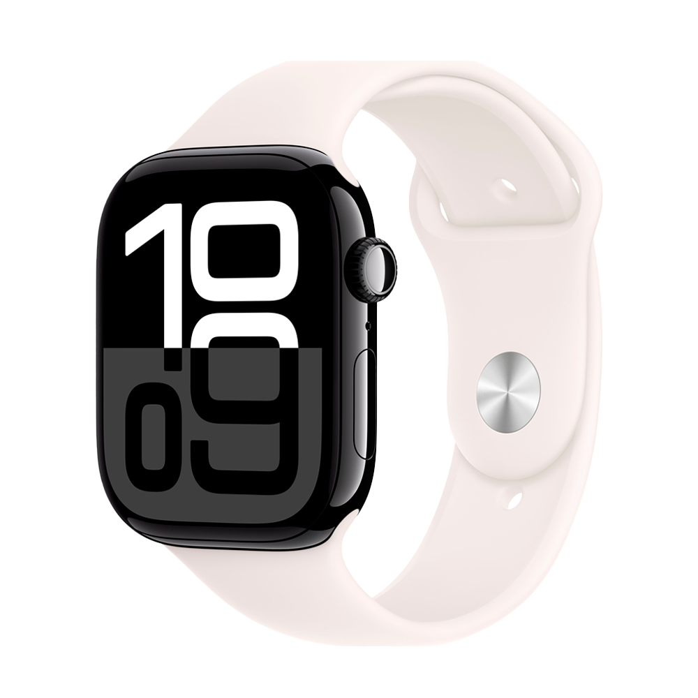 Умные часы Apple Watch Series 10 GPS, 46mm, Jet Black Aluminium Case with Sport Band S/M, Light Blush (Черный)