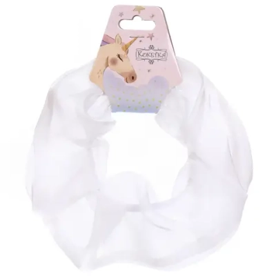 Резинка для волос «ПЕРСЕЯ», цвет белый, d-14см (подвес Кокетка Единорог)