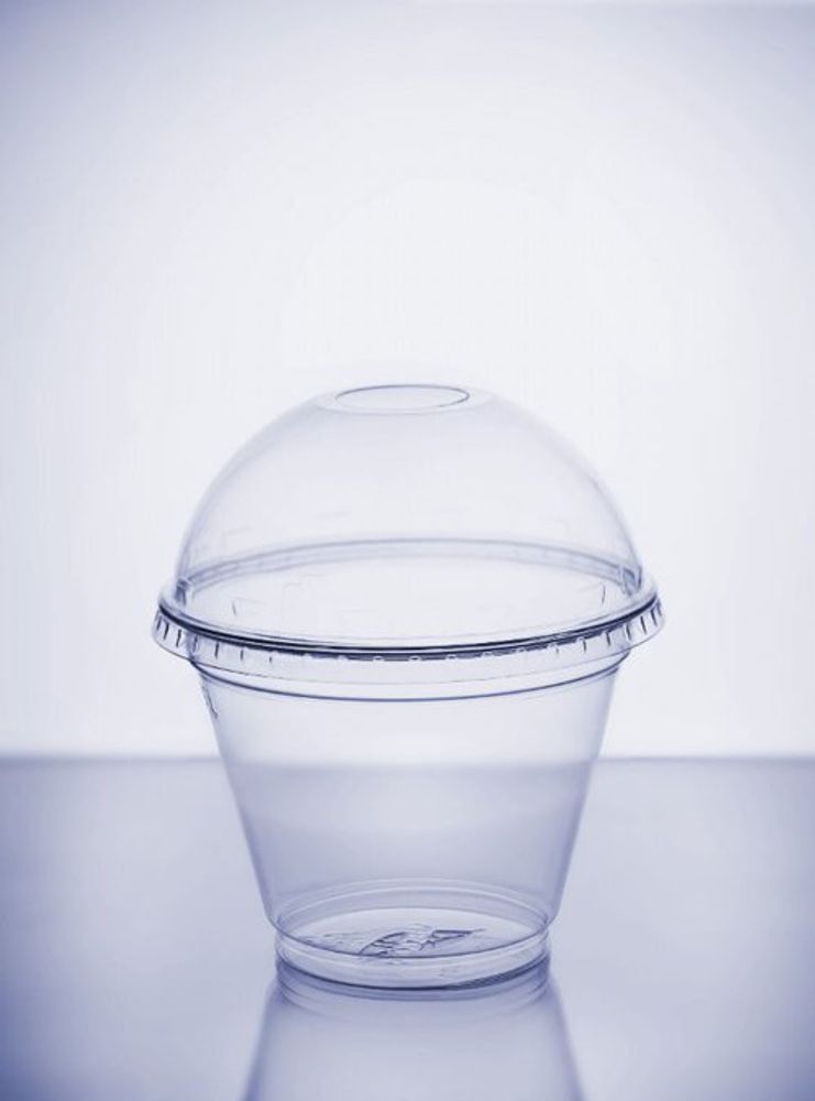 Набор стакан прозрачный ПЭТ 200 мл + крышки купольные (50+50)