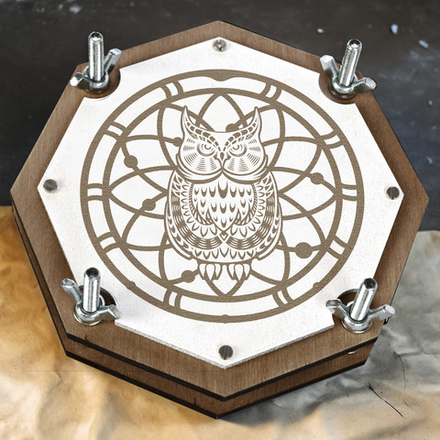 Восьмигранный пресс для гербария «Сова в Ловце снов» — три варианта размера