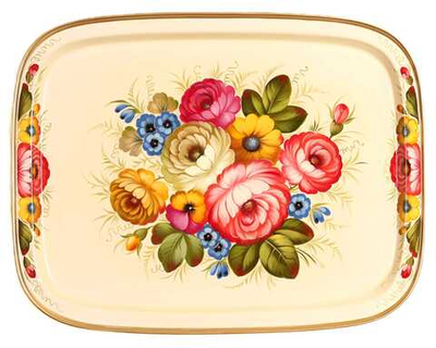 Жостовский поднос декоративный, размер 45х35 см (A19), металлический
