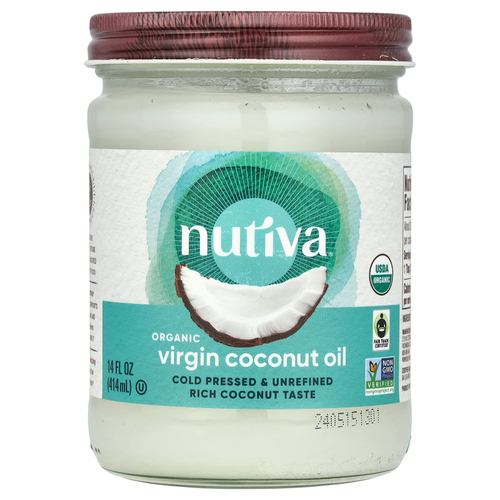 Nutiva, органическое кокосовое масло первого отжима, 414 мл (14 жидк. унций)