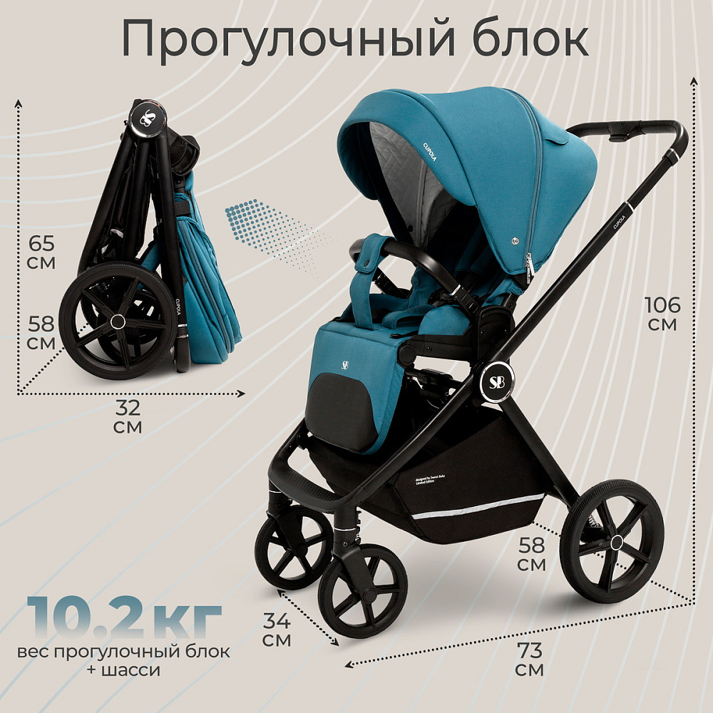 Коляска 3 в 1 Sweet Baby Cupola New + автокресло Premier Black Ocean Green