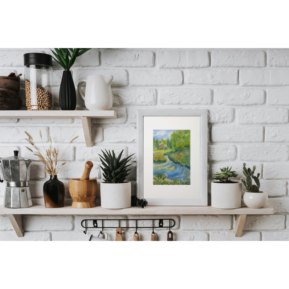 Картина акварельная авторская в паспарту 21х30 см на стену для интерьера "Белка"