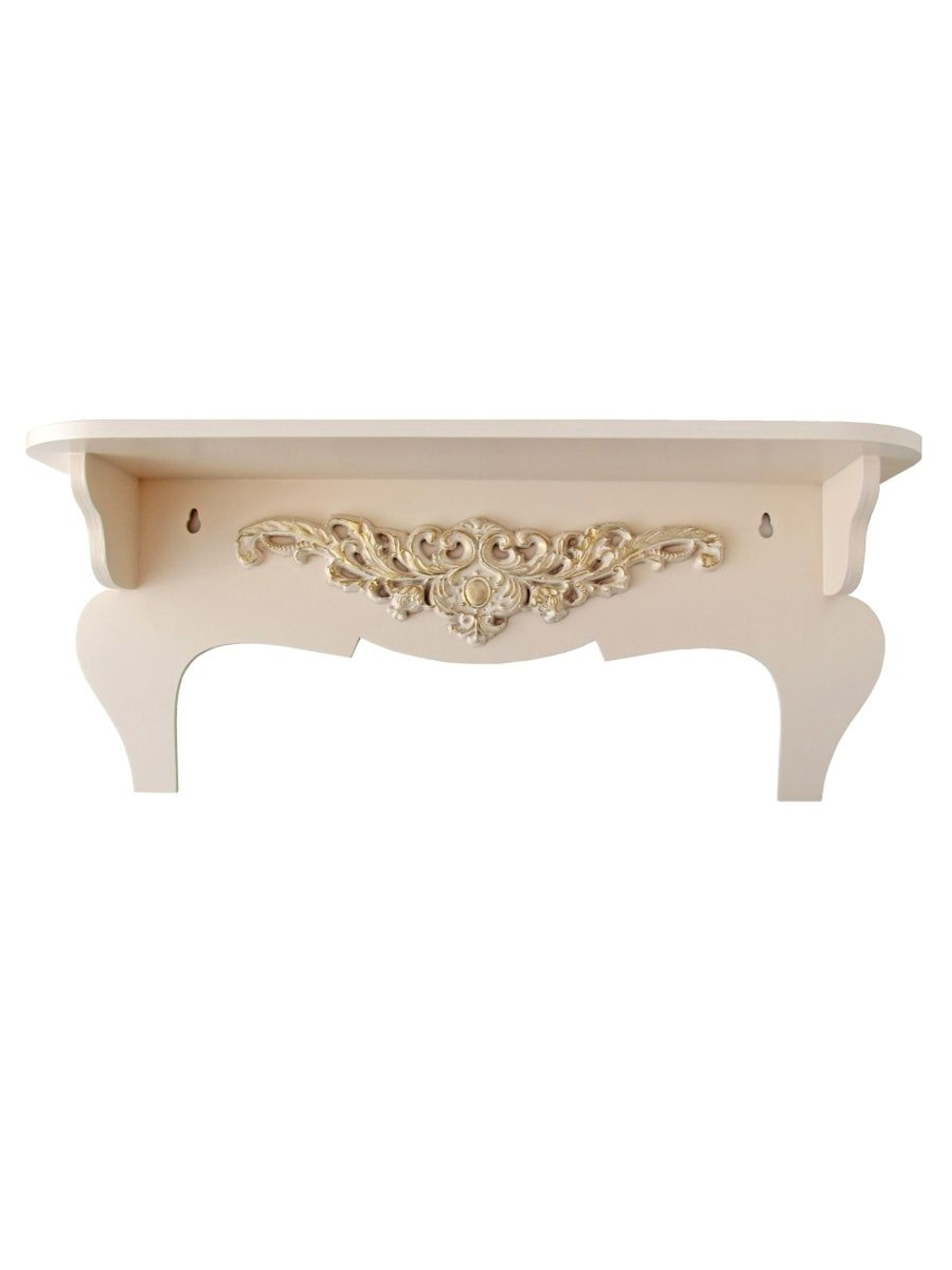 Полка  "Комодик" серая с лепниной и белой патиной, 50х15см.