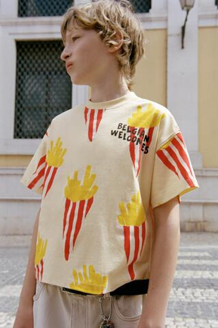 ZARA ФУТБОЛКА С ПРИНТОМ «КАРТОФЕЛЬ ФРИ», ЖЕЛТЫЙ
