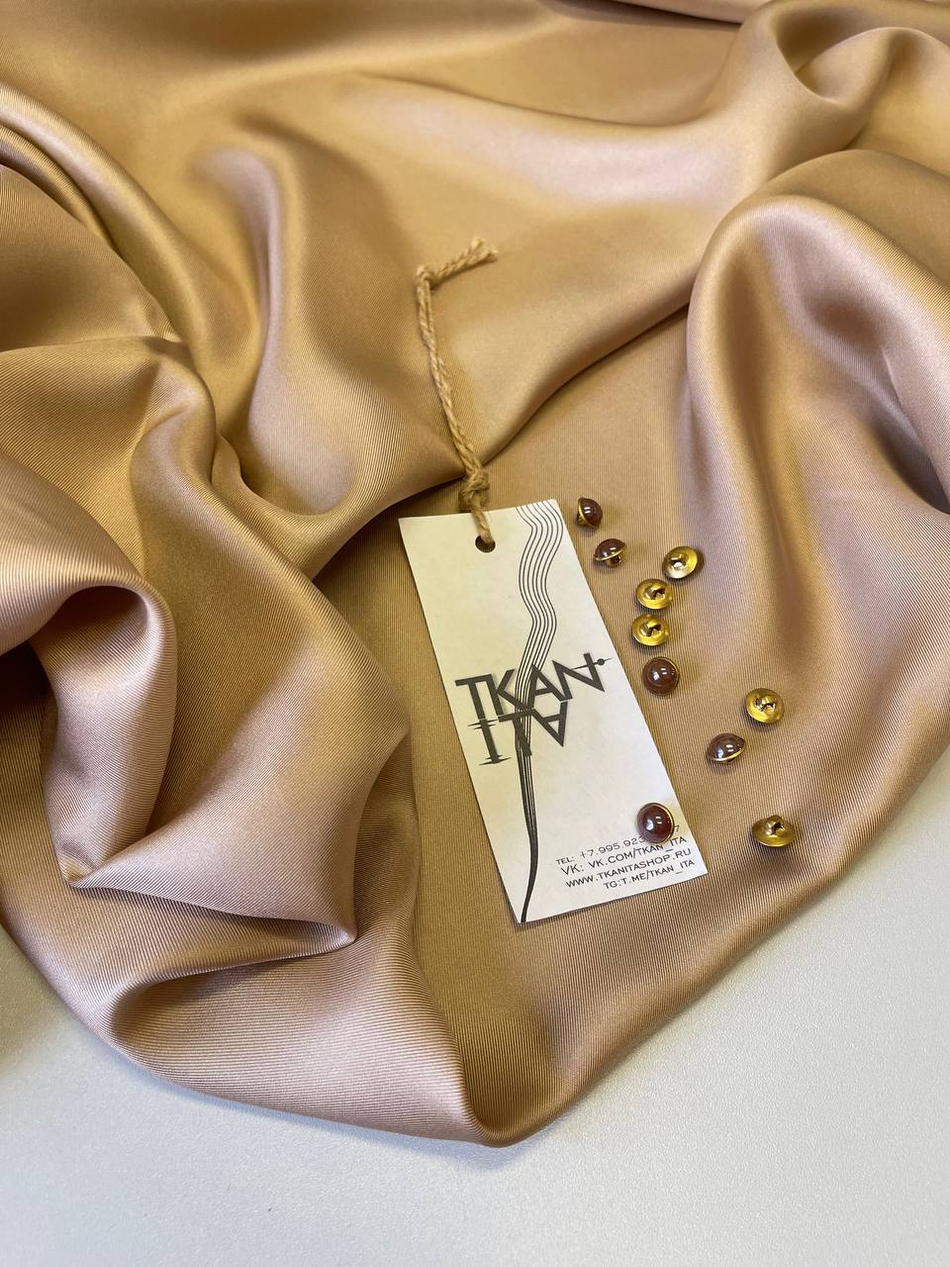 Плательно-блузочный однотонный твиловый шелк (100%шелк, Розовое жемчужное золото, 144, 70 гр/м2)
