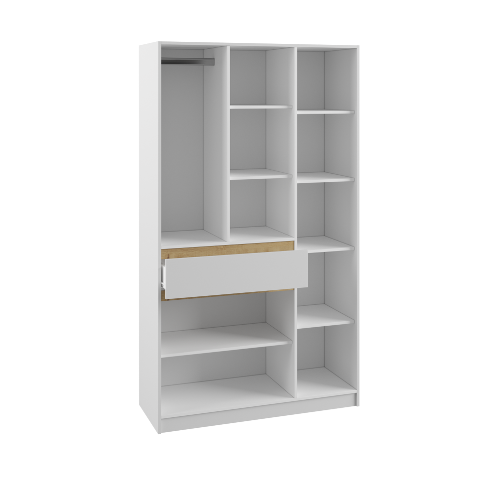 МС Мадера Шкаф М1200.3 1200*2200*480 (лдсп белый +белый , вставка крафт золотой)