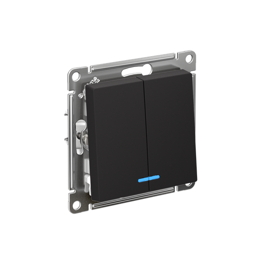 Выключатель 2-кл. СП AtlasDesign 10А IP20 (сх. 5а) 10AX с подсветкой механизм карбон SE ATN001053