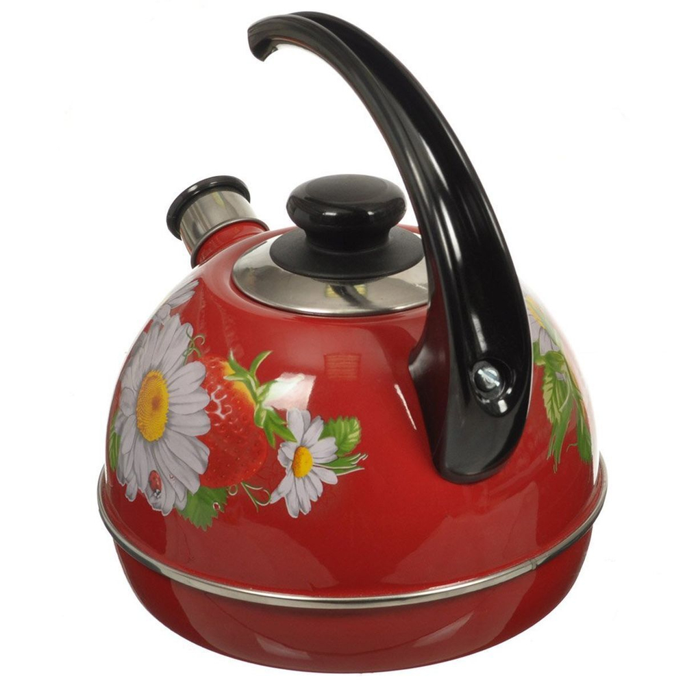 Чайник сталь, эмал, 3.5 л, свист, руч консоль, Рубин, С2215, бордо, T04/35/01/01/05/14