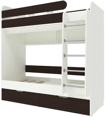 Двухъярусная кровать КарИВи Юниор 5 80х190 Белый  Венге