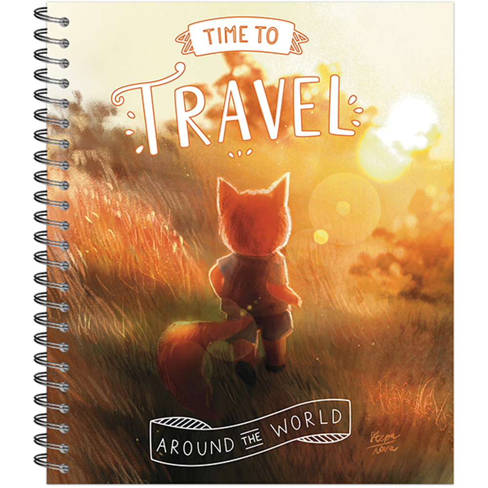 Тетрадь общая 48 листов на металлическом гребне "Лисёнок-Путешественник"