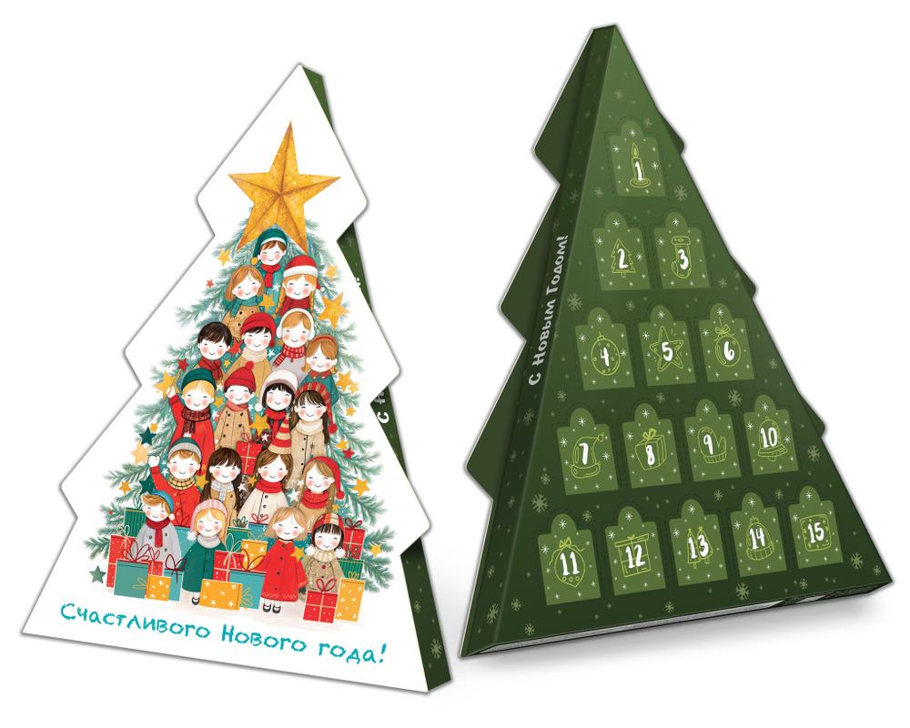 Календарь-ёлка, ЁЛКА.ДЕТИ , молочный шоколад, 75 г, ТМ Chokocat