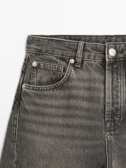 Massimo Dutti Джинсы свободного кроя со средней посадкой, натуральный серый