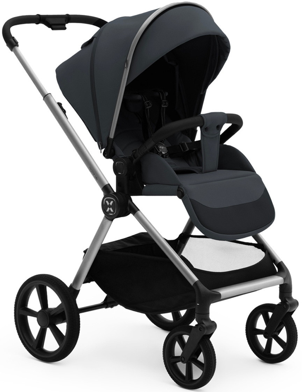 Коляска Agex Life 3 в 1 хромированная рама с автокреслом i-Team ATG080 Grey ALM606 Midnight Grey (Темно-серый)