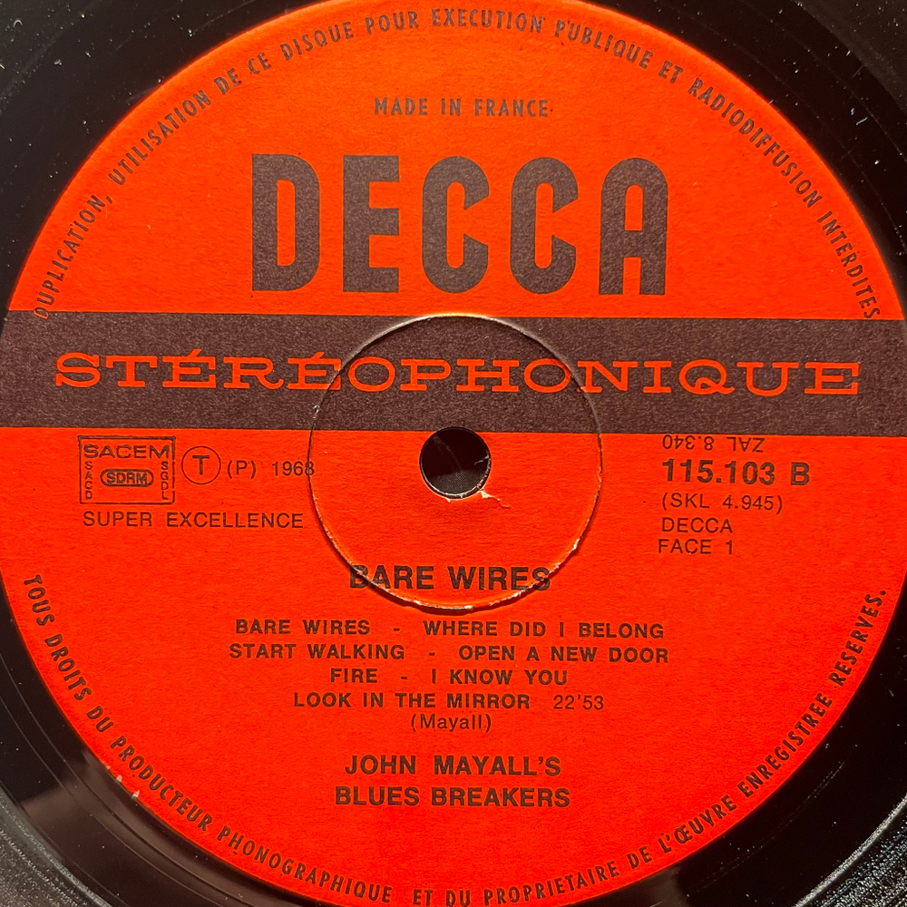 John Mayall's Blues Breakers – Bare Wires (Франция 1972г.)