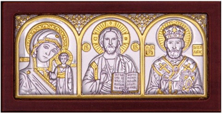 Спаситель, Казанская БМ, Николай Чудотворец, триптих, 45х88