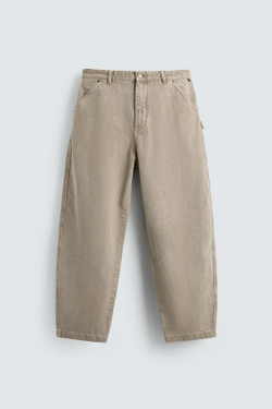 ZARA БРЮКИ RELAXED FIT КАРГО, СВЕТЛО-ПЕСОЧНЫЙ