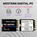 SSD диск 2 ТБ SSD Western Digital SN740 2230 PCIe 4.0 NVME для Steam Deck, Asus rog Ally, Surface laptop