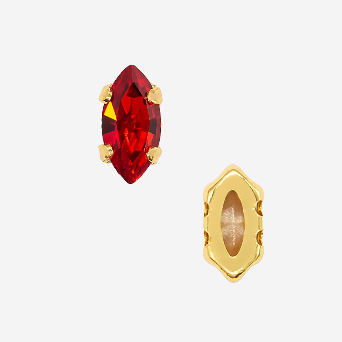 Кристалл Маркиз (Marquise Fancy Stone) в цапах, оттенок "Светлый Сиам"/"Light Siam", 6*3мм, позолота