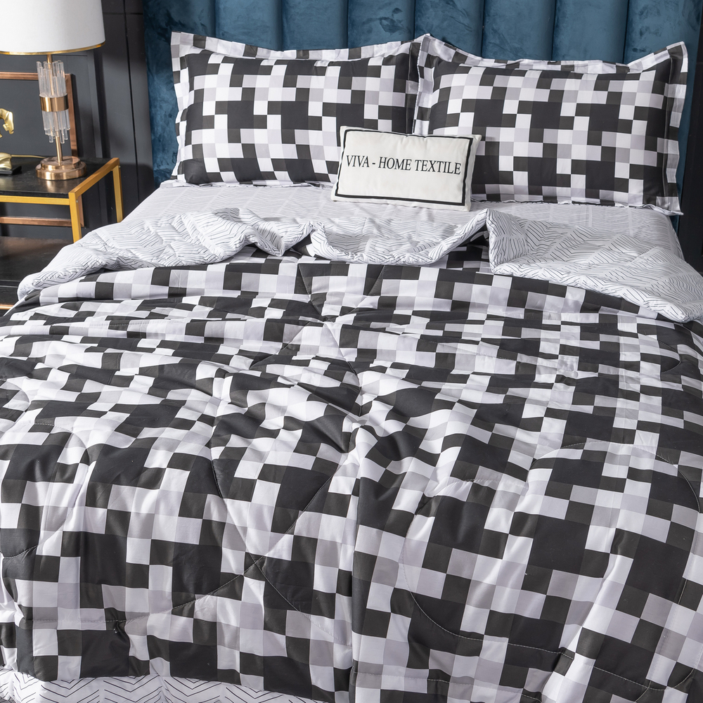 Комплект постельного белья Сатин с Одеялом 100% хлопок на резинке OBR059