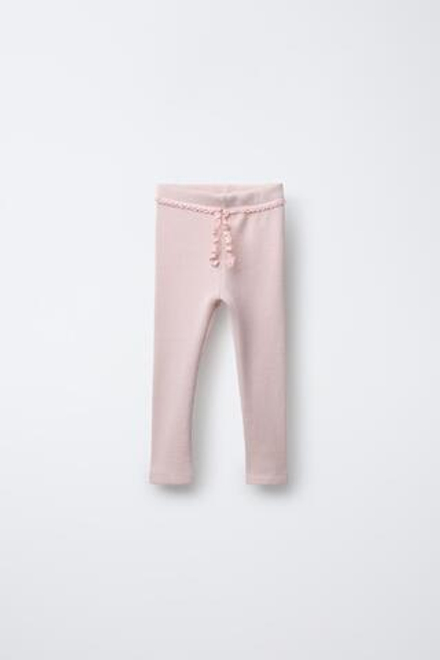 ZARA ЛЕГИНСЫ С КРУЖЕВОМ, ЦВЕТ РОЗОВОГО ДЕРЕВА