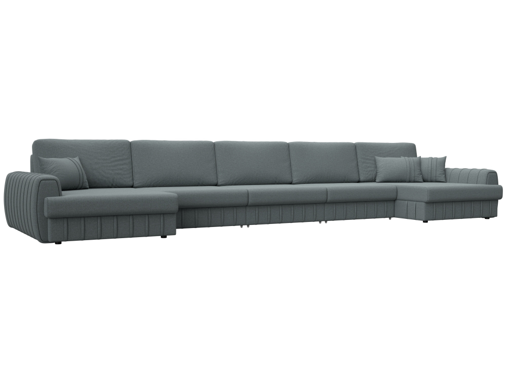 Диван П-образный Лига-057 НПБ МегаЛонг, Амур 07 серый, Рогожка, 129352