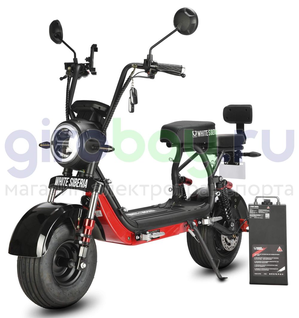 Электроскутер WHITE SIBERIA MINI R 2500w 3.0 (60V/21Ah) - Черный фото №5