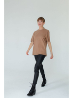 Футболка унисекс бежевая повседневная базовая оверсайз