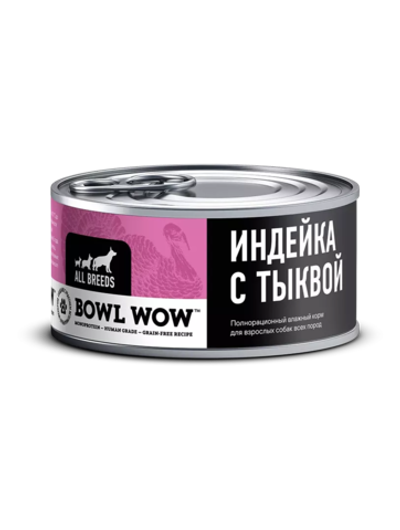 Bowl wow корм консервированный для собак индейка с тыквой